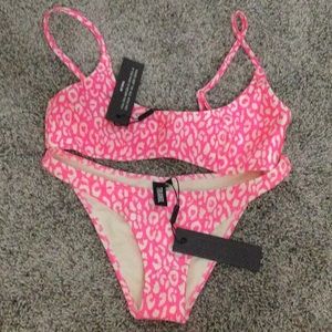 triangl pink leopard swimsuit